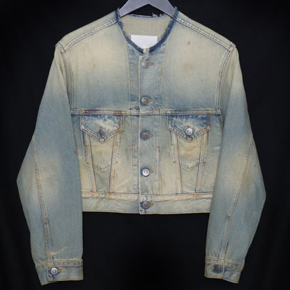MAISON MARGIELA 22SS Vintage Denim Collarless Jacket Size 36