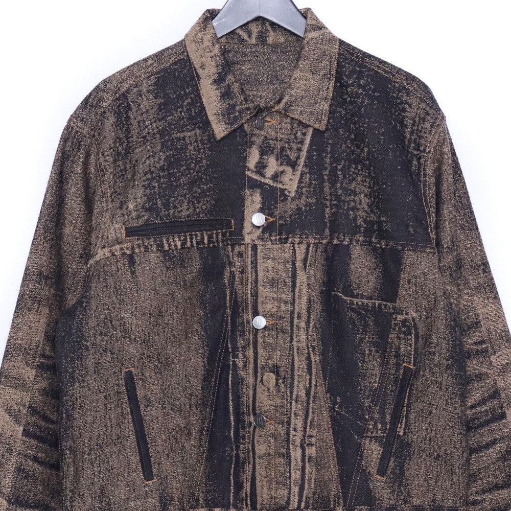 DAISUKE TANABE 26SS X-Ray Jacquard Denim Brown Black Jacket Size 38