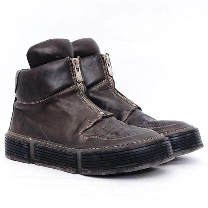 GUIDI Horse Full Grain Front Zip Boots Dark Gray Size EU 42