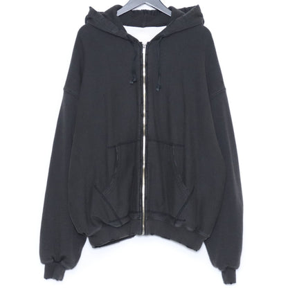 SUS-SOUS Distressed Thermal Lined Zip Hoodie Charcoal Size 5