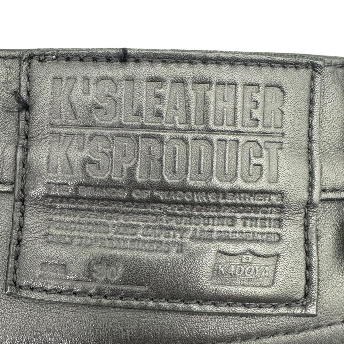 KADOYA Leather Biker Pants Black Size W30