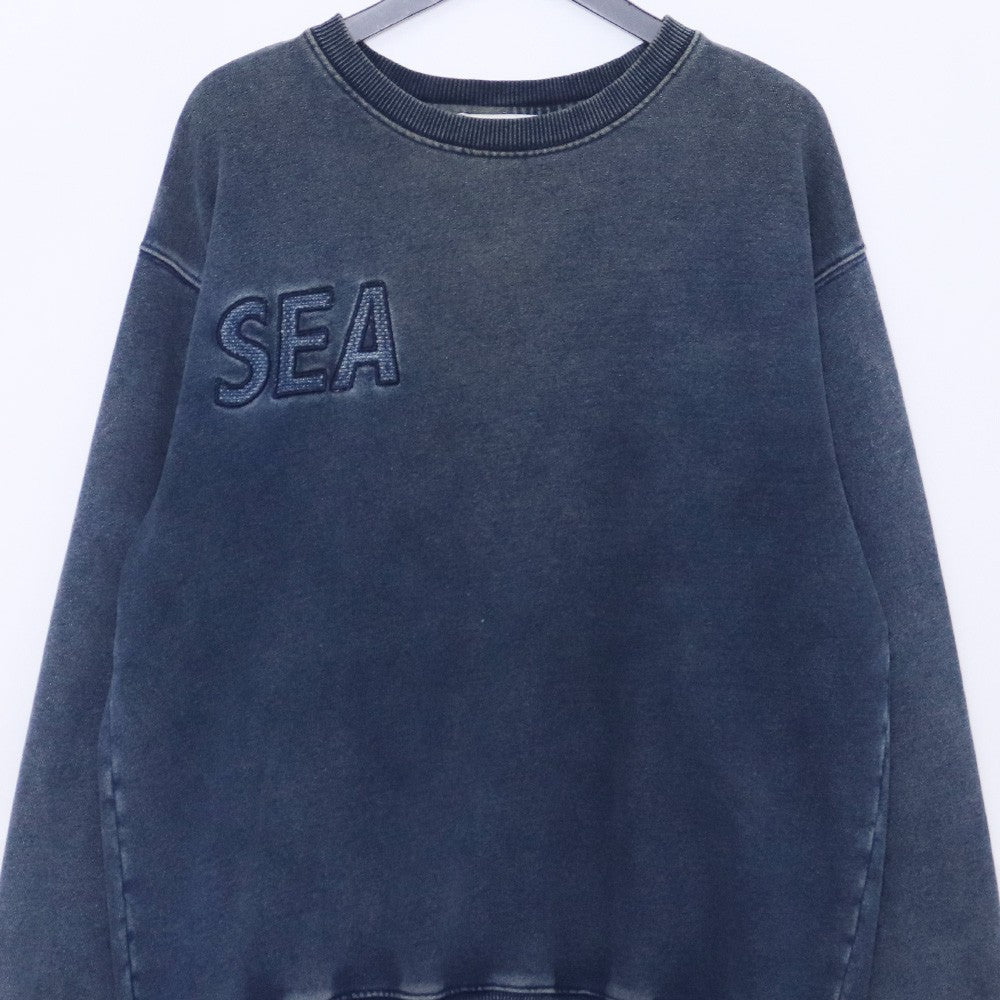 WIND AND SEA Indigo Crew Neck Logo T-Shirt Size L