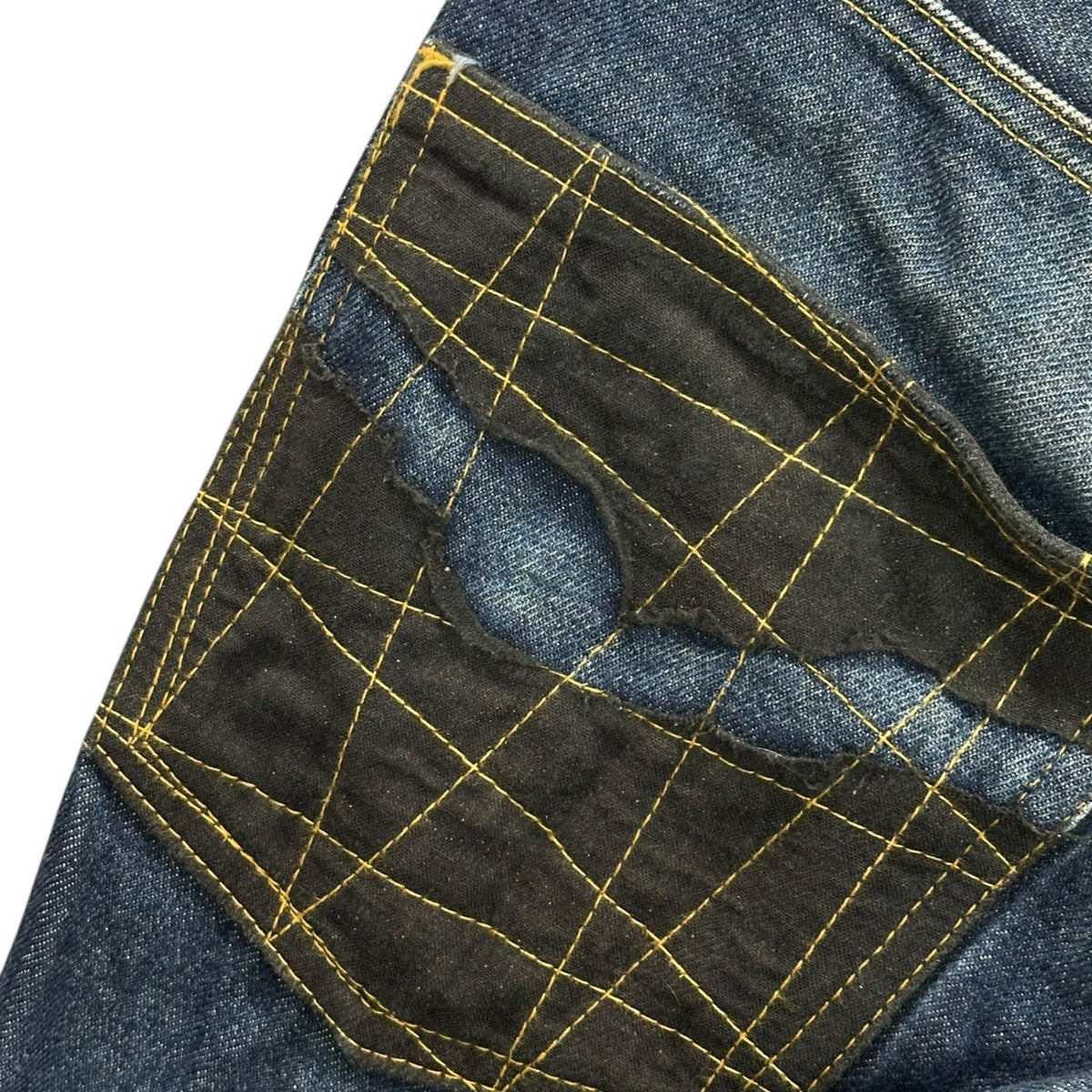 Christopher Nemeth 00s Yellow-Stitch Cropped Denim Pants Size S