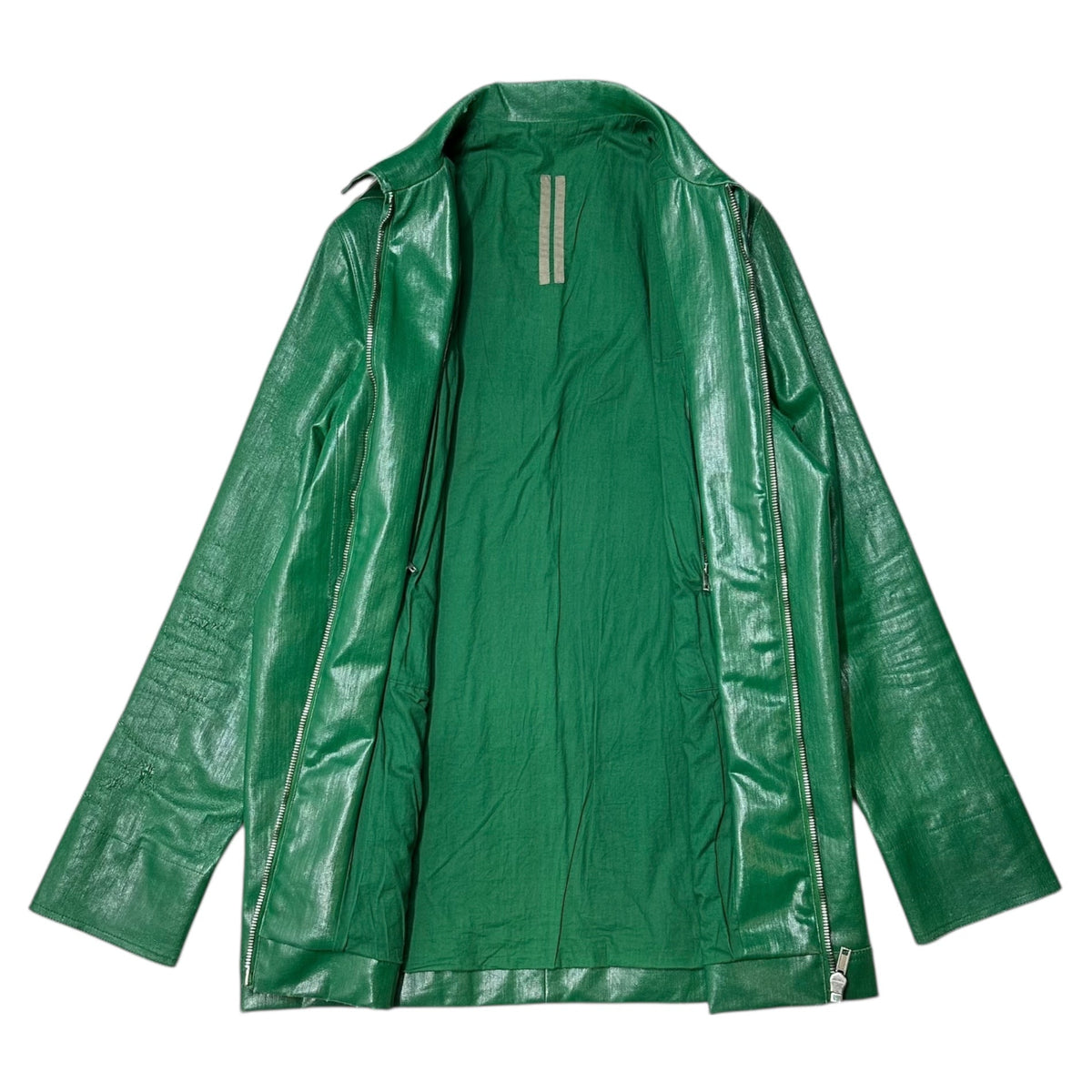 Rick Owens DRKSHDW 18SS Coated Zip Denim Jacket Green Size S