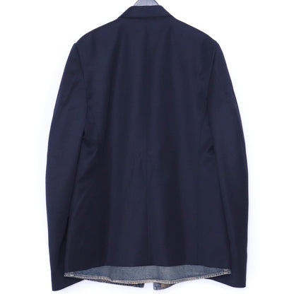 BALENCIAGA 2020 Navy Wool & Denim Blazer Jacket Size 46