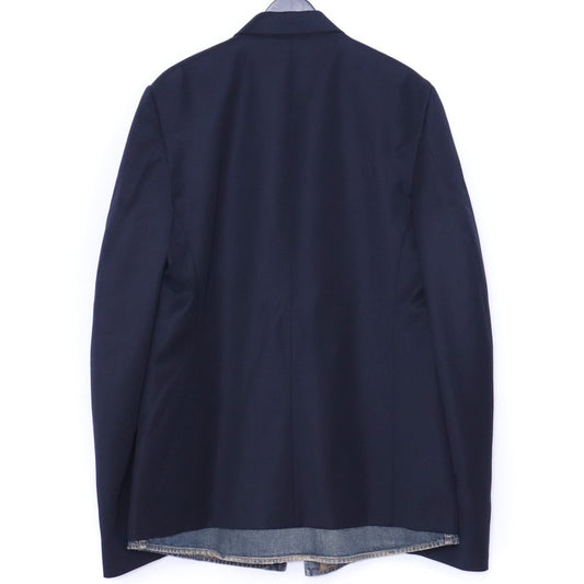 BALENCIAGA 2020 Navy Wool & Denim Blazer Jacket Size 46