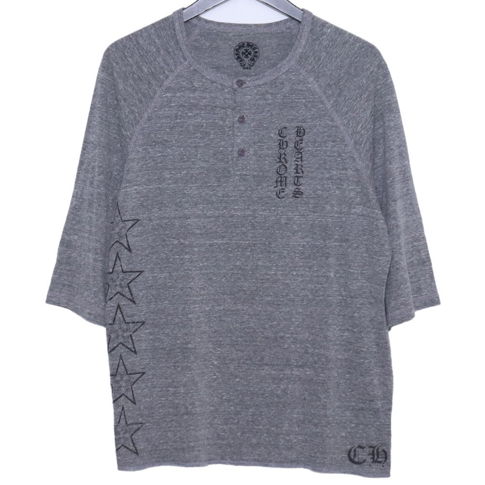 CHROME HEARTS OLD Star Print Henry Neck T-Shirt Gray Size M