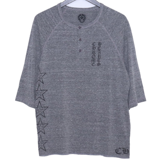 CHROME HEARTS OLD Star Print Henry Neck T-Shirt Gray Size M