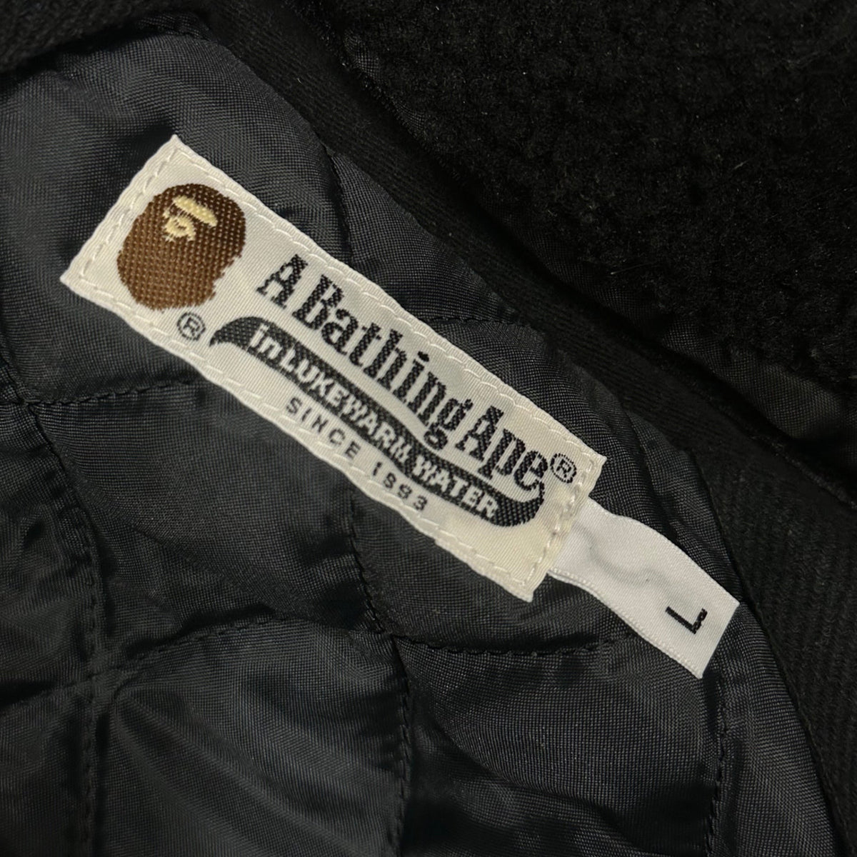 Bape A BATHING APE Shearling Collar Flight Jacket Size L
