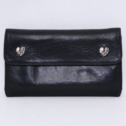 Chrome Hearts Wave Wallet Heart Button Heavy Leather Size F