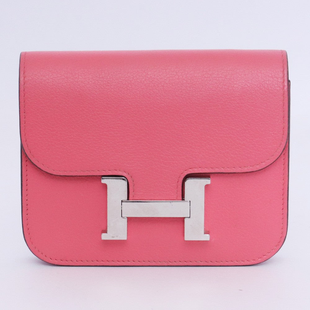 Hermes Constance Slim Wallet Bag Pink Size F