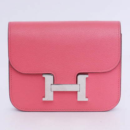 Hermes Constance Slim Wallet Bag Pink Size F