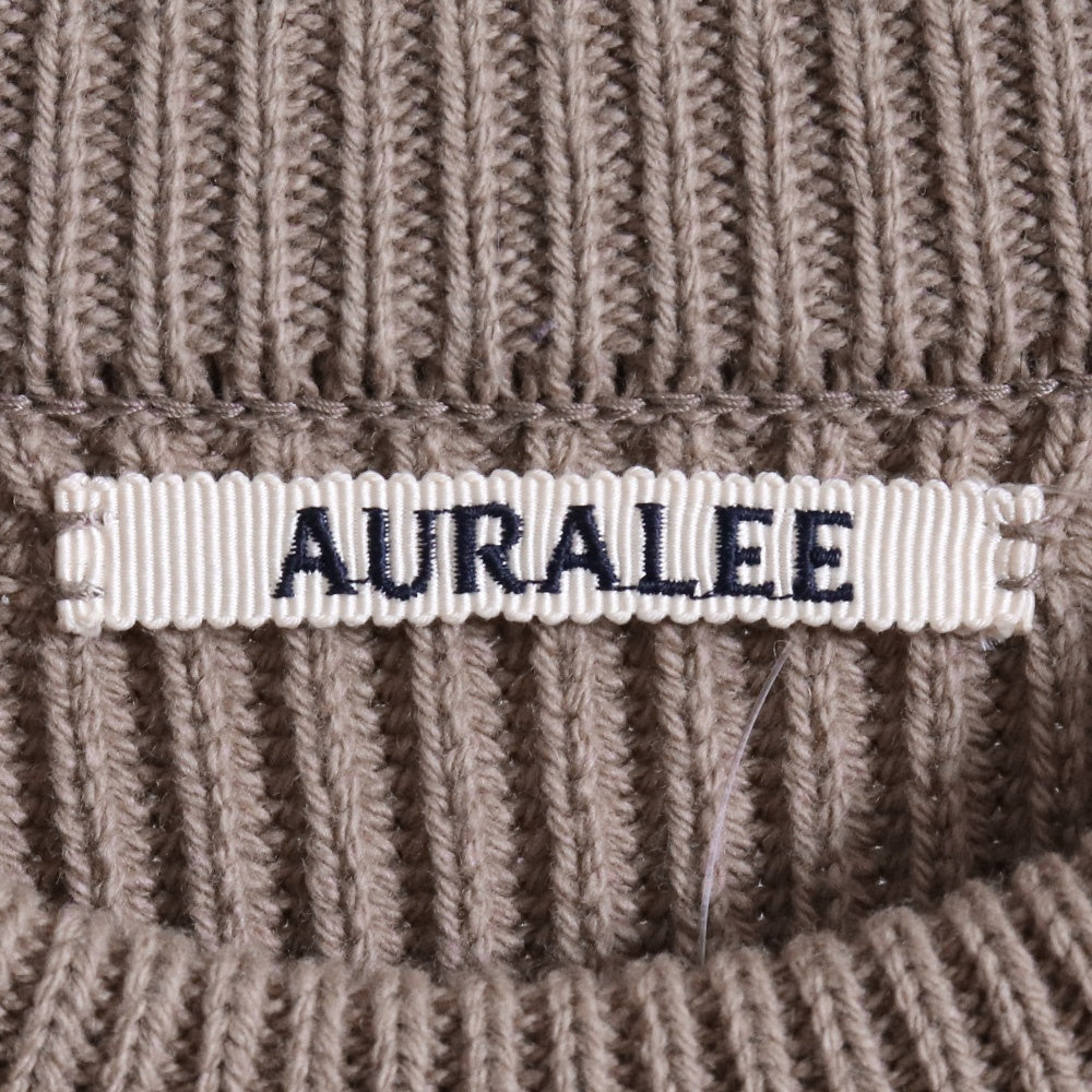 AURALEE 20AW Super Fine Wool Rib Knit Light Brown Size 4