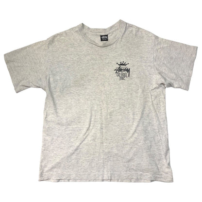 STUSSY 90s Old Skool 1992 T-Shirt Gray/Black Size SIZE L