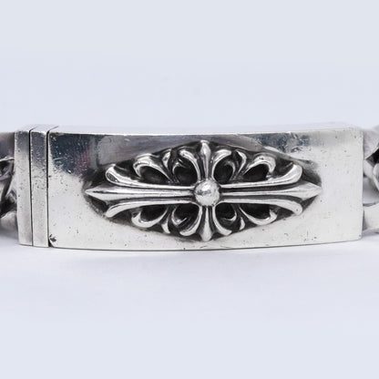 CHROME HEARTS Floral Cross ID Bracelet Silver Size ONE SIZE
