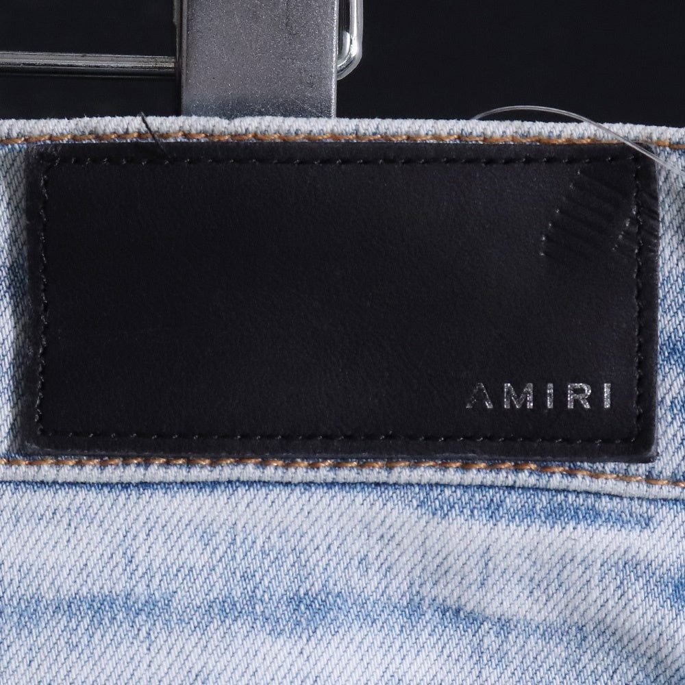 AMIRI MX1 Leather Bandana Skinny Jeans Blue Size 31