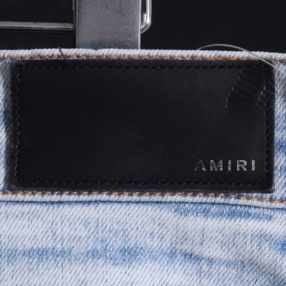 AMIRI MX1 Leather Bandana Skinny Jeans Blue Size 31