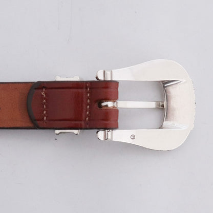 TORY LEATHER ONLY ARK Long 3PC Silver Belt Brown Size 34