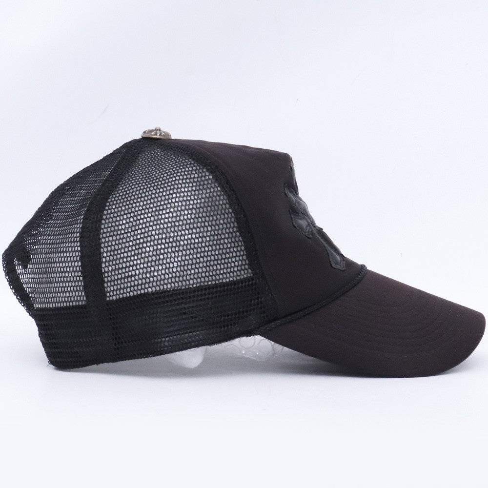 CHROME HEARTS Cemetery Cross Patch Trucker Cap Black Size F