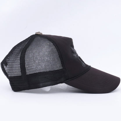 CHROME HEARTS Cemetery Cross Patch Trucker Cap Black Size F