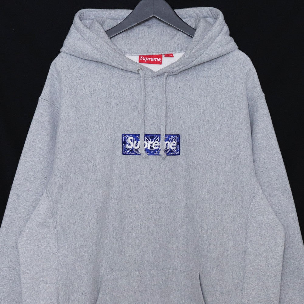 Supreme 19AW Bandana Box Logo Gray Hoodie Size XL