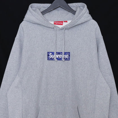 Supreme 19AW Bandana Box Logo Gray Hoodie Size XL