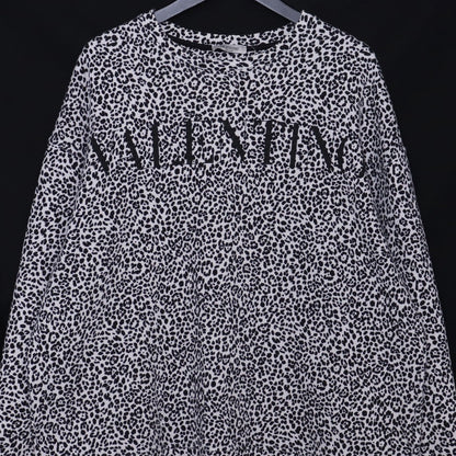 VALENTINO Leopard Print Sweatshirt White Black Size L