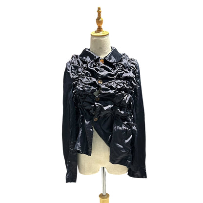 CDG CDG 26SS Gathered Round Collar Jacket Navy Size S