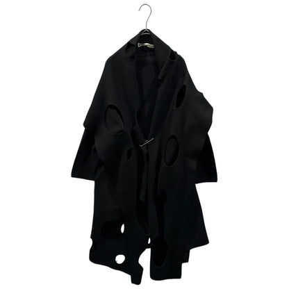 COMME des GARCONS 02SS Cut-Out Wool Cape Black Jacket Size FREE