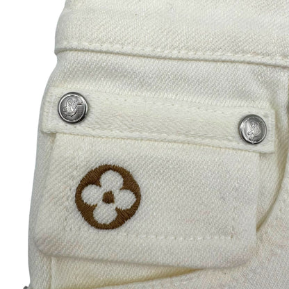 LOUIS VUITTON Monogram Embroidered Denim Shorts Size 38