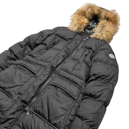 MONCLER MELINA Fur Hooded Long Down Coat Size 0