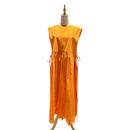 ELEPH Orange Cotton Side Slit Dress Size XS