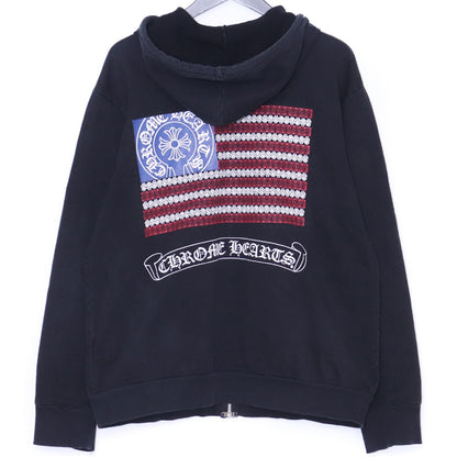 Chrome Hearts Old Flag Horseshoe Zip Hoodie Black Size M