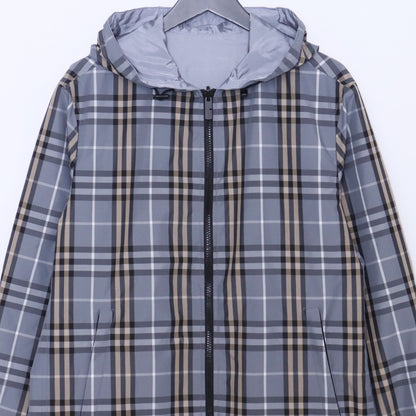 Burberry 26SS Reversible Check Hooded Jacket Gray Size XS