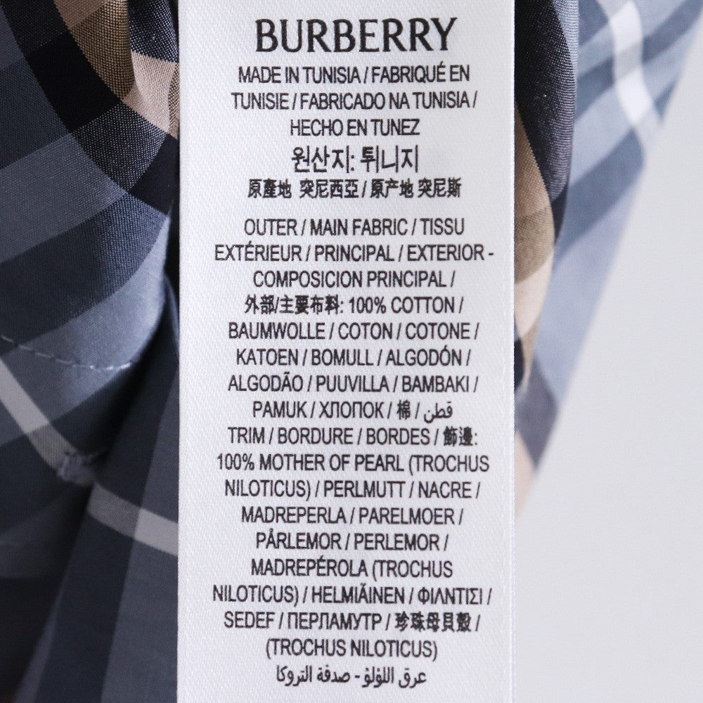 BURBERRY 26SS Regular Fit Check Long Shirt Gray Size XS