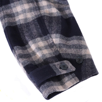 A NOVEL DAY Check Duffle Long Coat Navy Size 2