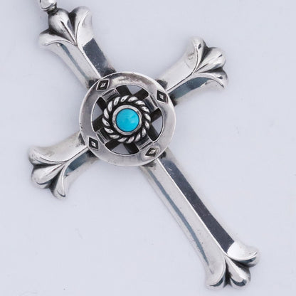 TARO WASHIMI Silver Turquoise Wheel Cross Pendant Size F