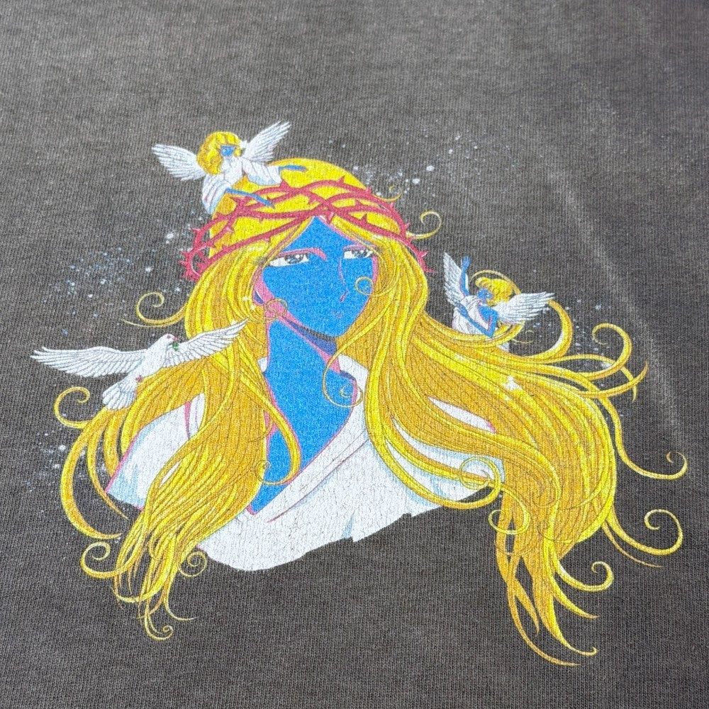 SAINT MICHAEL 23SS Blue Face Vintage T-Shirt Black Size XL