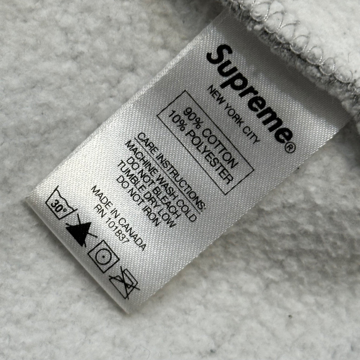 SUPREME 15AW Felt Hooded Logo Zip Hoodie Light Gray Size S