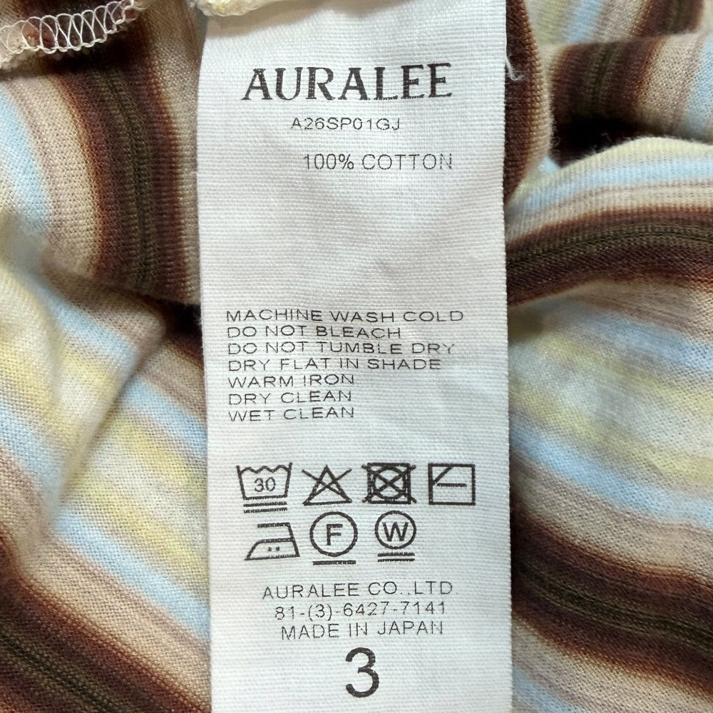 AURALEE 26SS Gradient Stripe Jersey Long Sleeve T-Shirt Brown Size 3