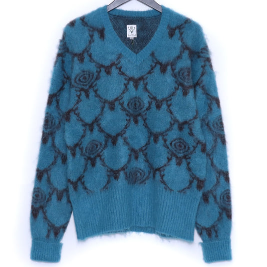 SOUTH2 WEST8 Loose Fit Mohair V-Neck Sweater Blue Size XS