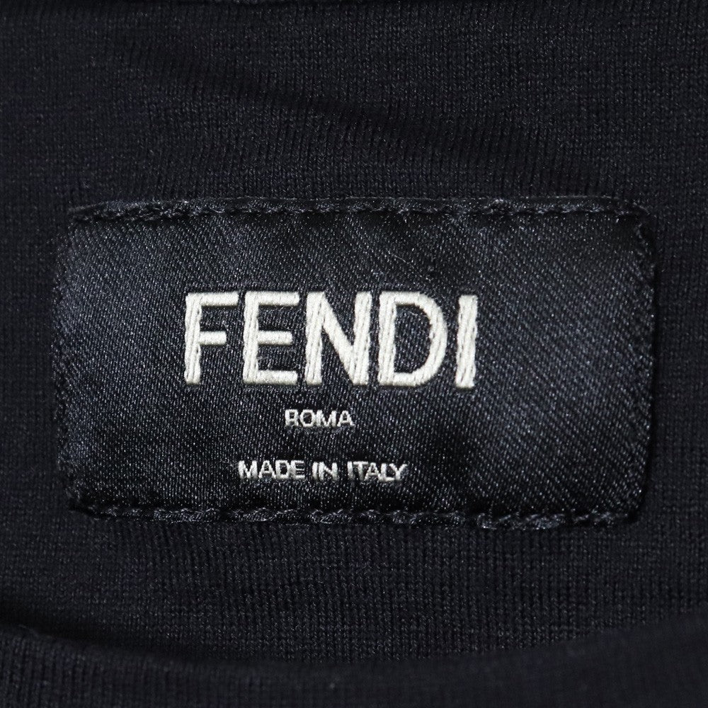 FENDI Logo Label Cotton T-Shirt Black Size L