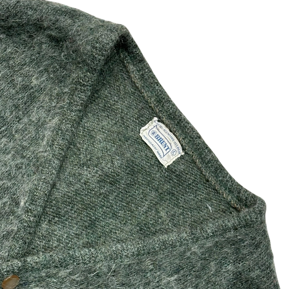 BRENT 60s Shaggy Mohair Cardigan Gray Green Size L