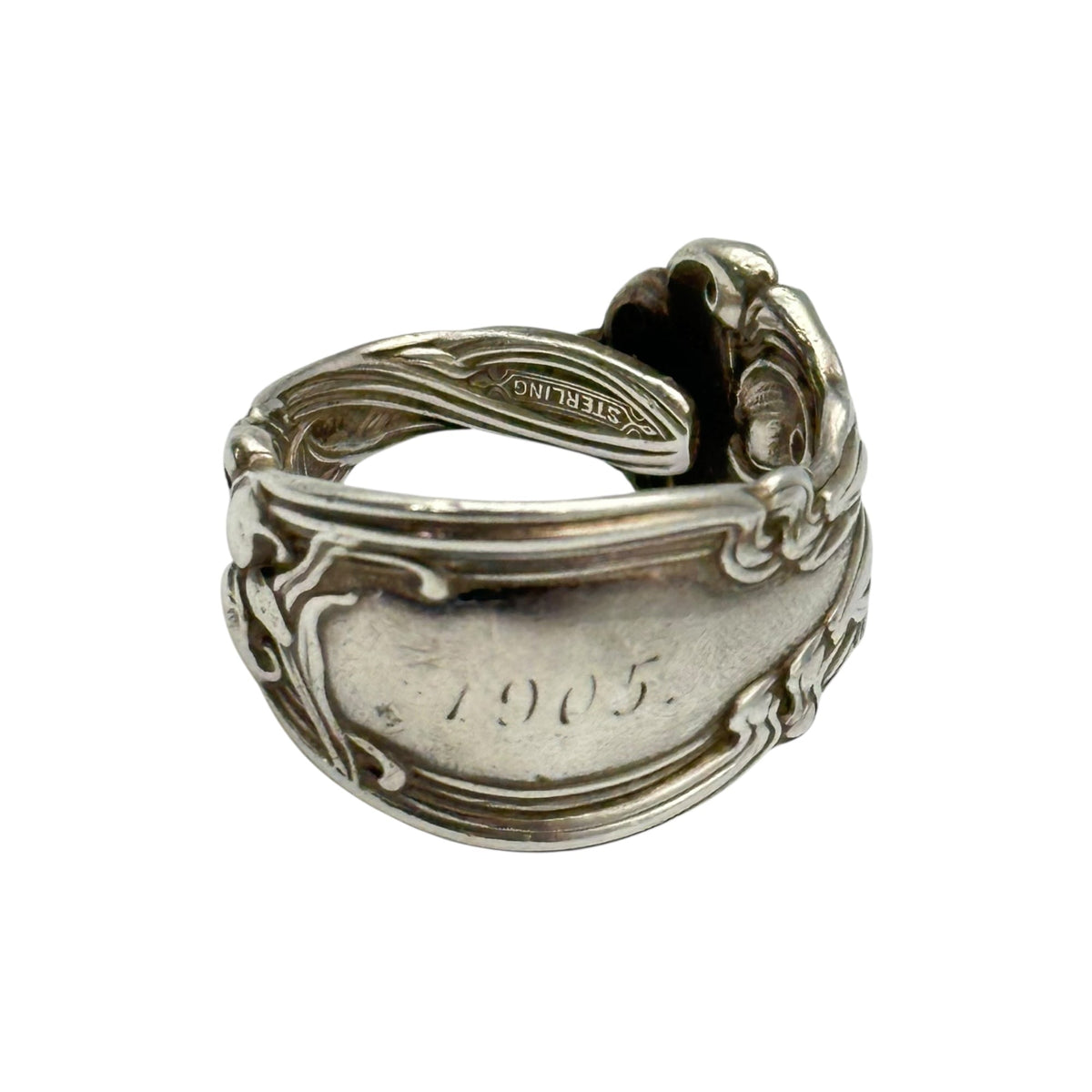 Euro antique 1900s Sterling Silver Spoon Ring Size JP 25