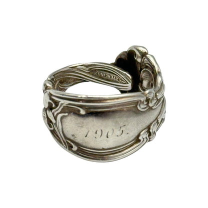 Euro antique 1900s Sterling Silver Spoon Ring Size JP 25