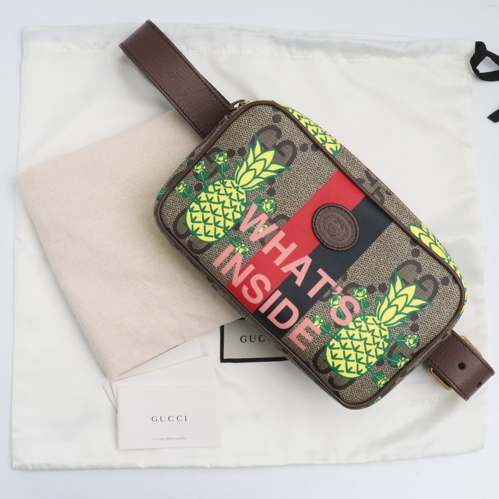 GUCCI ARIA 100th Pineapple GG Supreme Belt Bag Brown Size 95