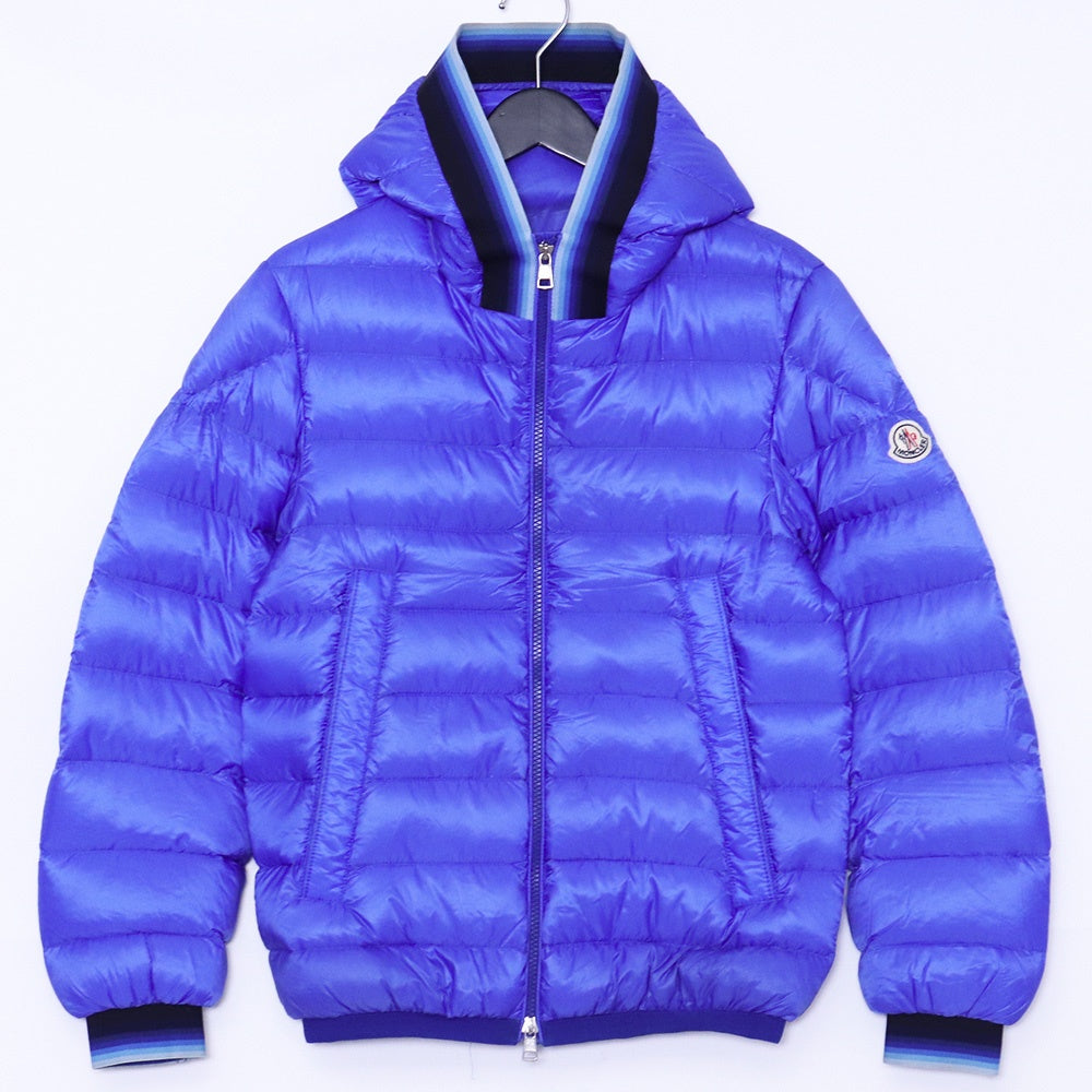 MONCLER AVRIEUX GIUBBOTTO Hooded Nylon Jacket Blue Size 0