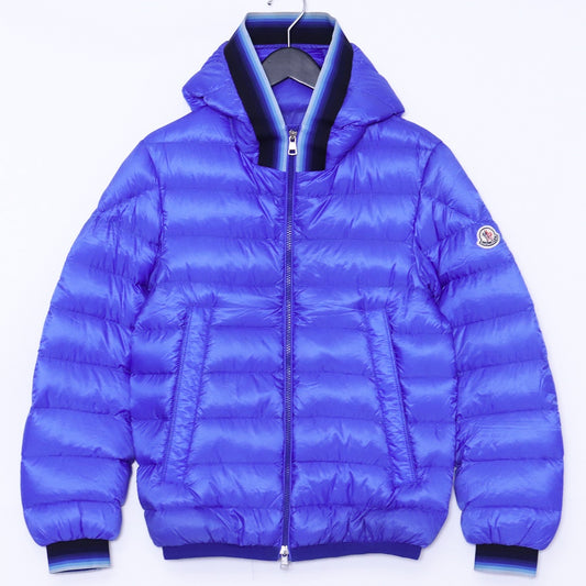 MONCLER AVRIEUX GIUBBOTTO Hooded Nylon Jacket Blue Size 0