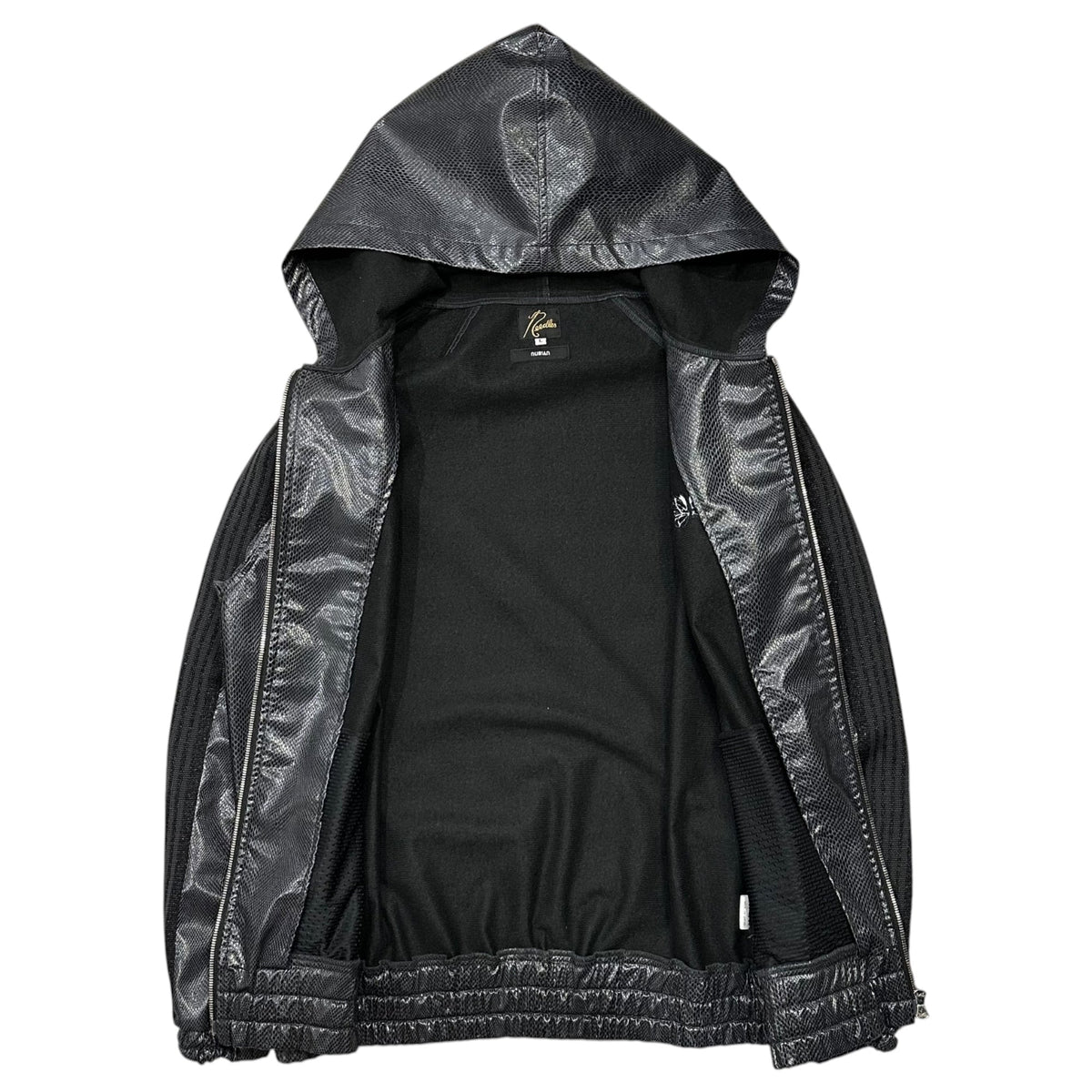 NEEDLES Nubian Python Stripe Zip Hooded Jacket Gray Size L