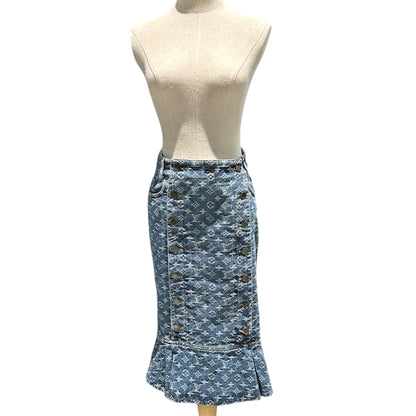 LOUIS VUITTON Monogram Denim Mermaid Skirt Size 36